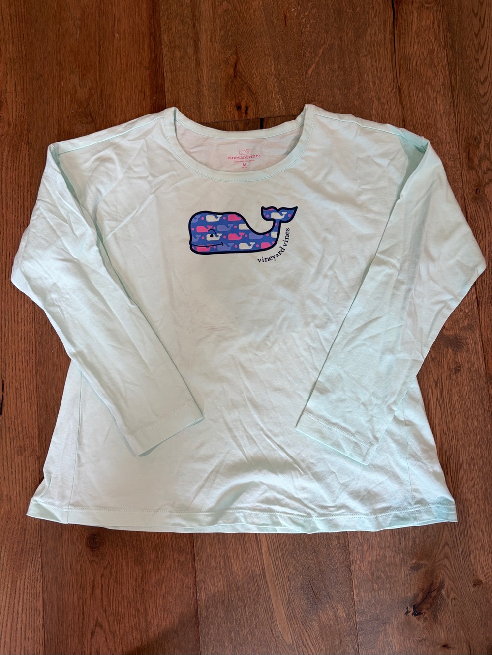 Vineyard Vines Mint Green Shirt with Pink Logo